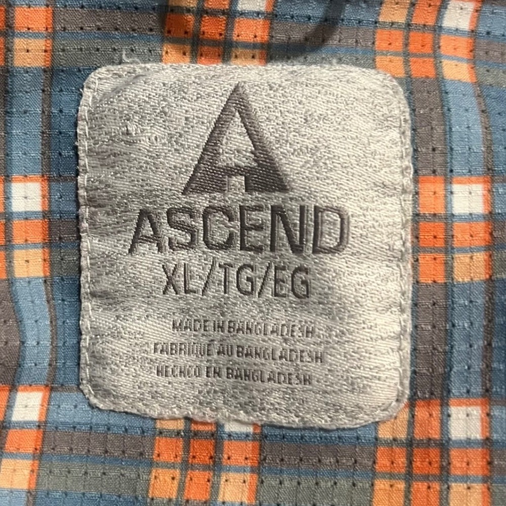 Set 2 Ascend Blue Cream Multicolored Check Short Sleeve Button Shirt Size XL - Picture 5 of 12